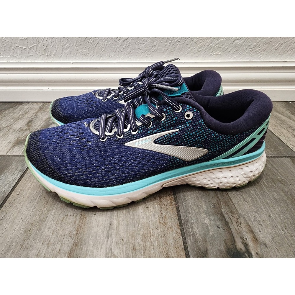 Brooks Ghost Navy Aqua Running Shoes Lace Up Women's Size 8.5